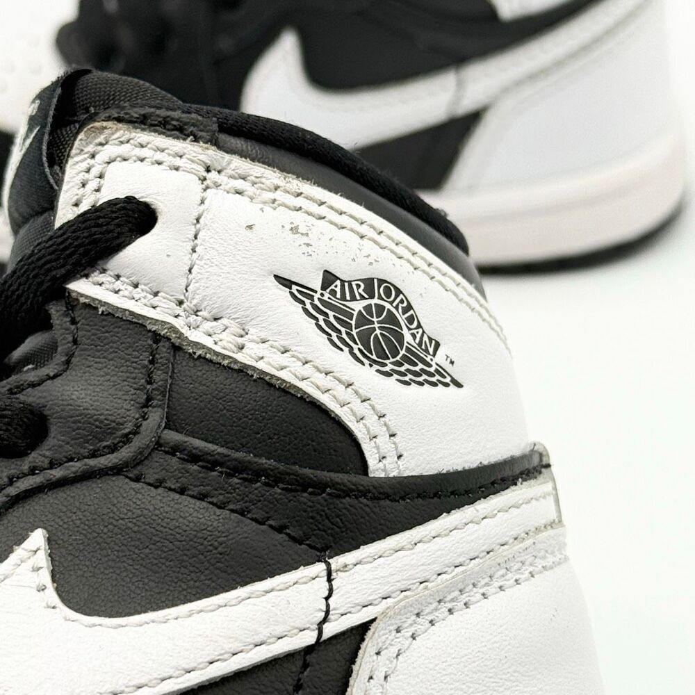 Nike Air Jordan Retro 1 OG High Top Panda Black White Lace Up Toddler Sneakers - - Picture 8 of 14